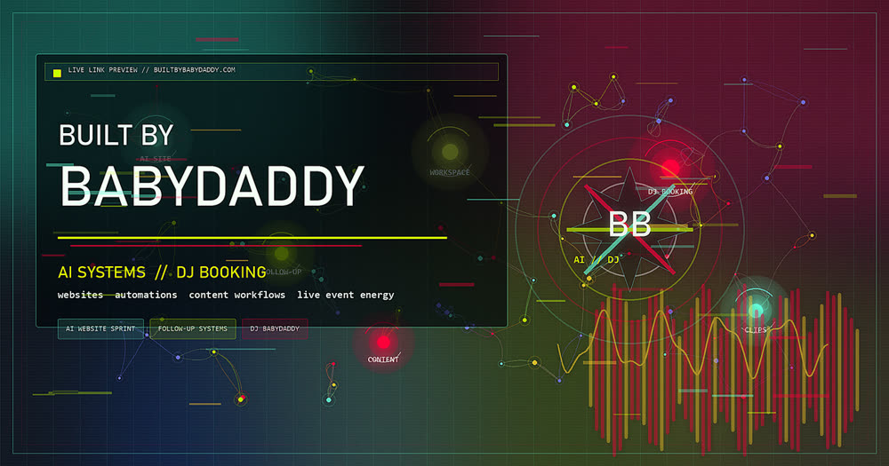Built by BabyDaddy studio hub homepage preview