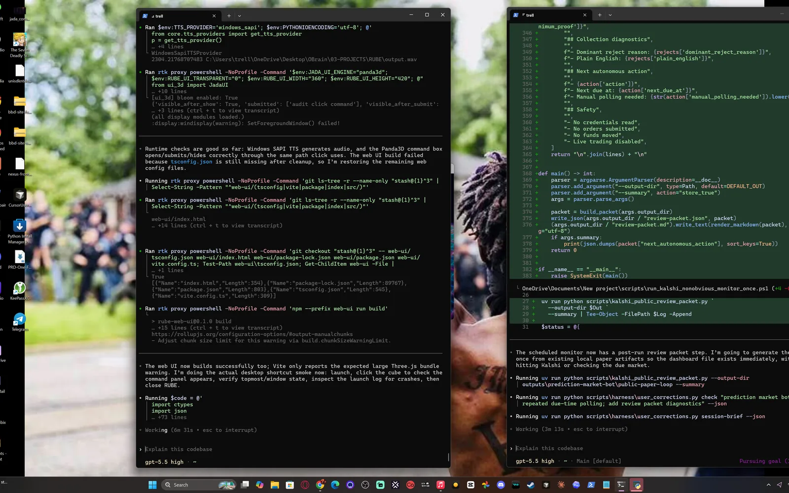 RUBE desktop agent command panel interface